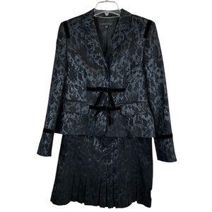 Anne Klein Gothic Brocade Velvet Trim Suit 10